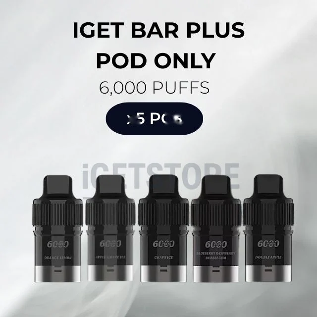 5 PCS – IGET Bar Plus Pod Only 6000 Puffs
