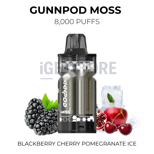 GunnPod Moss 8000 Puffs – Blackberry Cherry Pomegranate Ice