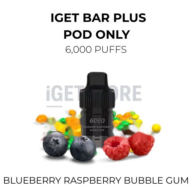 IGET Bar Plus Pods 6000 Puffs โ Blueberry Raspberry Bubble Gum
