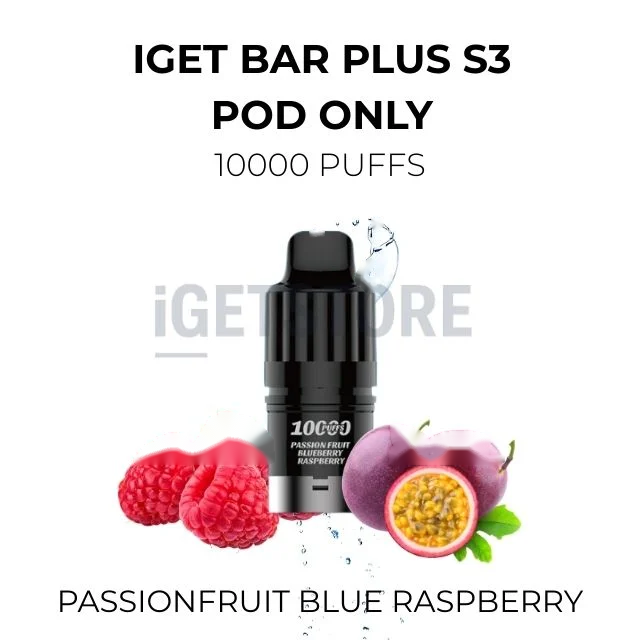 IGET Bar Plus S3 Pod Only 10000 Puffs – Passionfruit Blue Raspberry