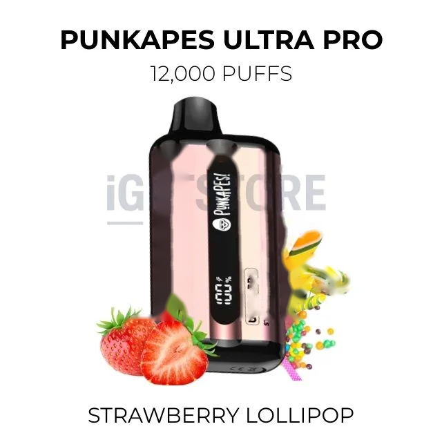 Punkapes Ultra Pro 12000 Puffs – Strawberry Lollipop